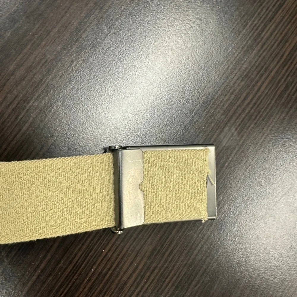 Columbia‎ Web Belt Mens One Size Khaki Good Adjustable Canvas Military Buckle